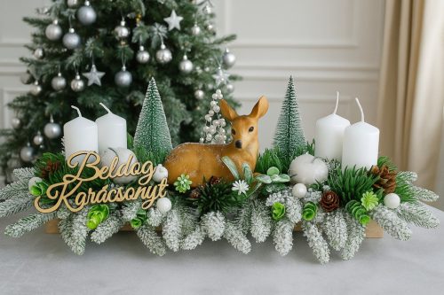 Ezüstös téli erdő adventi asztaldísz