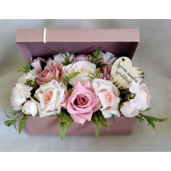 Rózsaszín -fehér virágbox 