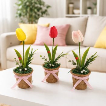 Kis kaspós tulipános dísz 